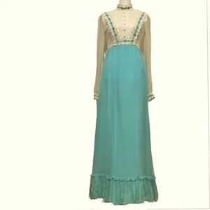 Vintage 60’s Formal Chiffon Dress Elegant Modest Prairie